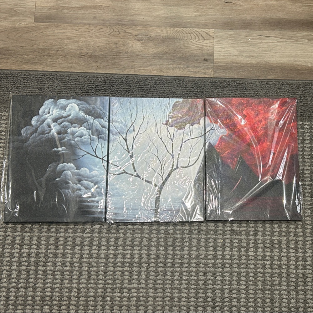 Modern Abstract Tree Canvas Art - Red, Gray, Black